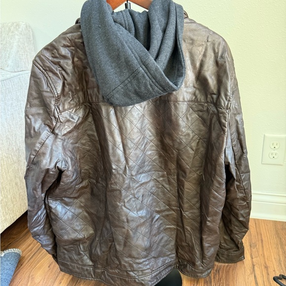 Kenneth Cole Reaction Men's XL Quilted brown pleather fleece lined Jacket - Picture 2 of 3